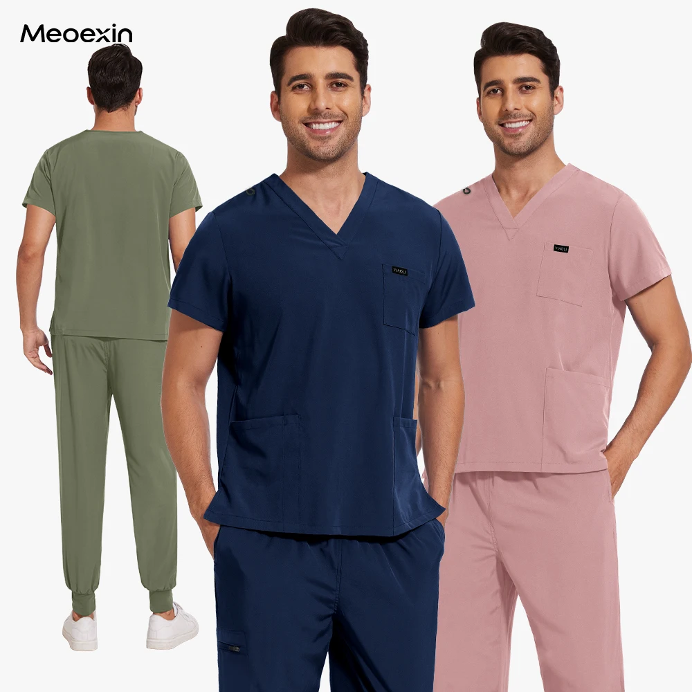 

Doctor Nurse Scrub Elastic Breathable High-quality Medical Clothing for Women Men Surgical Gown Short Sleeve Top Pants Workwear