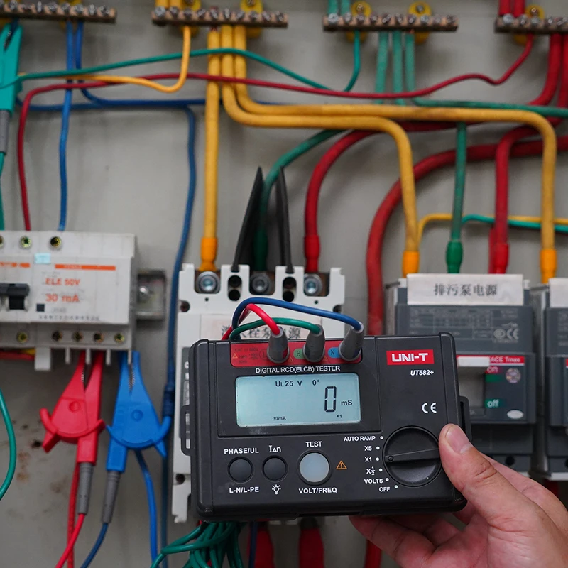 UNI-T UT582+ Digital RCD (ELCB) Tester AUTO RAMP Leakage Circuit Breaker Meter with Mis-Operation Buzzer