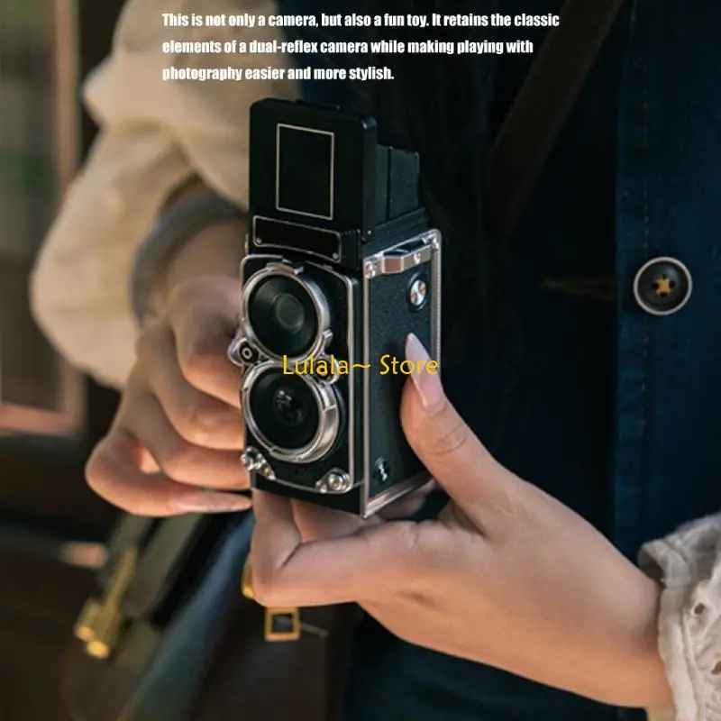 Y4QA Vintage Mini Digital Camera 12MP 1080p Videorecorder Dubbele lensreiscamera