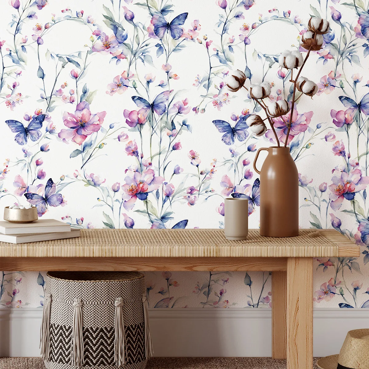 

Обои с цветочным рисунком, современная контактная бумага, самоклеящаяся съемная обои с бабочкой для спальни, шкафа для ванной комнаты