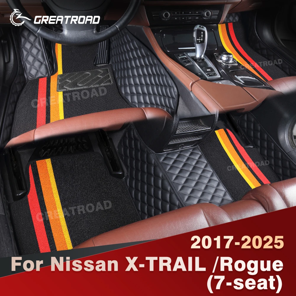 

Для Nissan X-TRAIL/Rogue (7-местный) 2017-2025 двухслойные автомобильные коврики на заказ, автомобильный ковер, аксессуары для интерьера