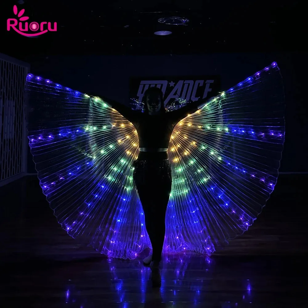 

Ruoru Carnival Belly Dancing Led Cape Rave Belly Dance Led Wings Girls Adult Child Led Isis Wings Show Christmas Halloween