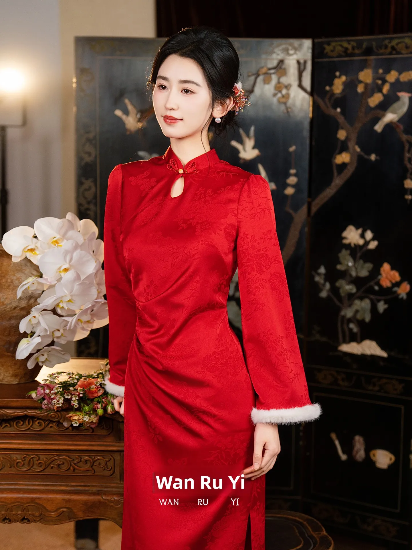 

Новое китайское свадебное платье k Fraance Red 2026 года, осенне-зимнее, на флисовой подкладке, для свадебной церемонии