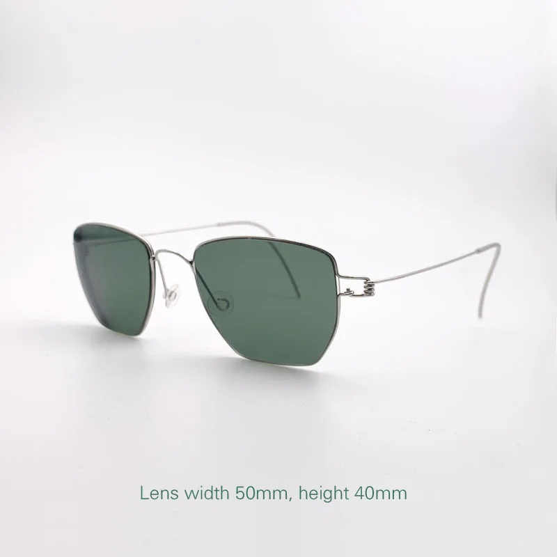 Hand made large square UV400  Sunglasses Prescription dark green myopia Sunglasses.Lens width 50mm, height 40mm