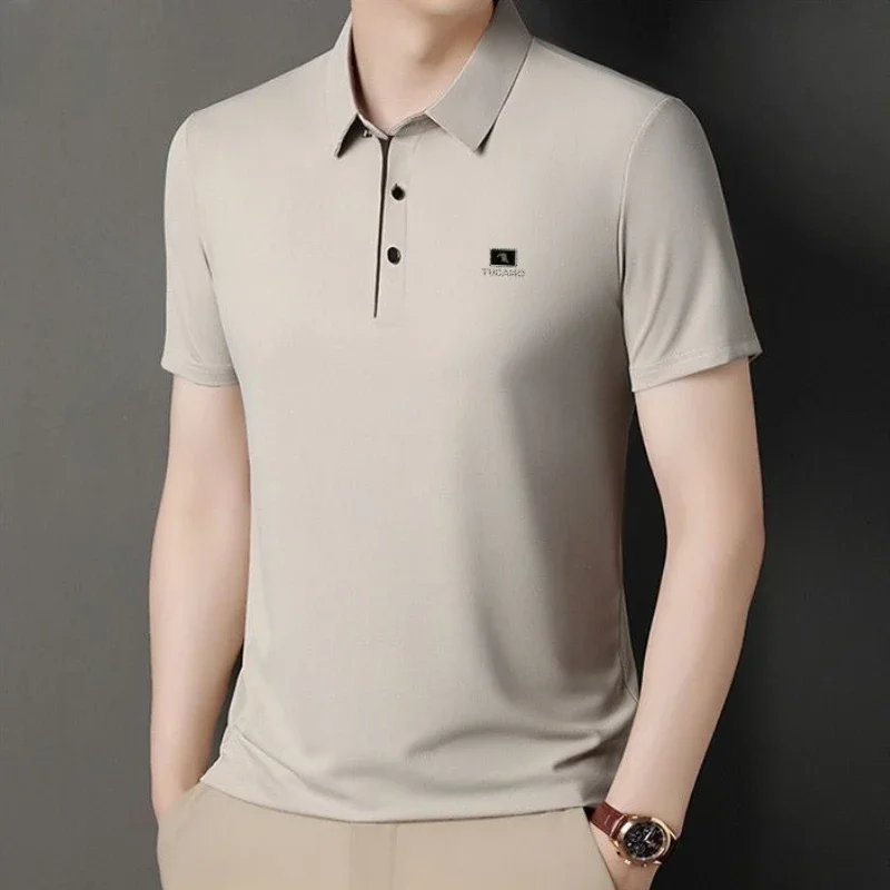 

Luxury Brand Ice Golf Shirt Men Polo Shirt Summer Short Sleeve T-shirt Button Tops Slim Business Casual Tees Shirts for Men New