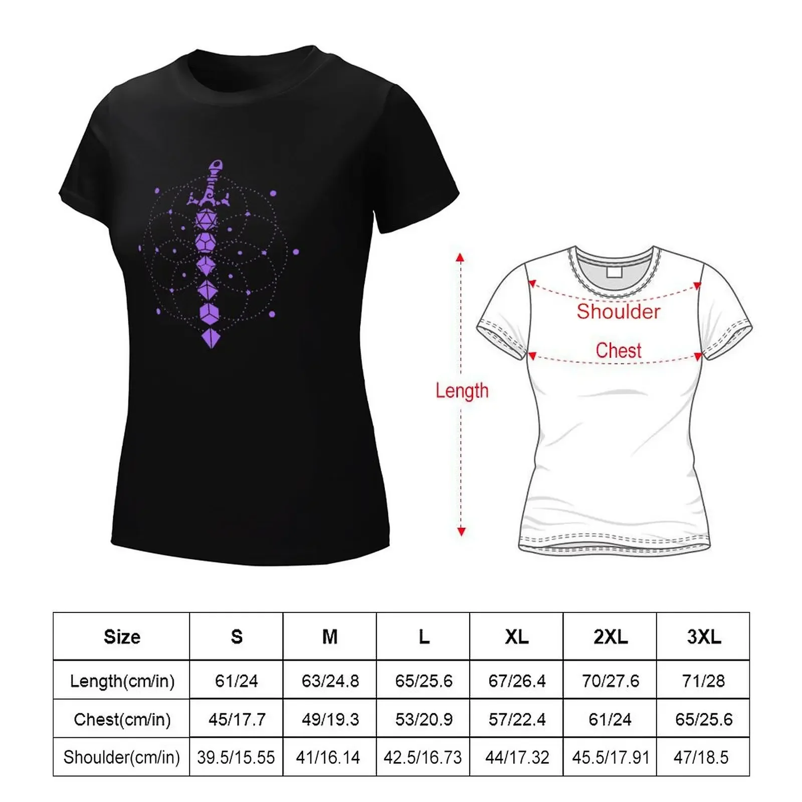 Purple Magical Dice Sword Tabletop RPG Gaming T-shirt kawaii clothes tees Short sleeve tee t shirts for Women graphic