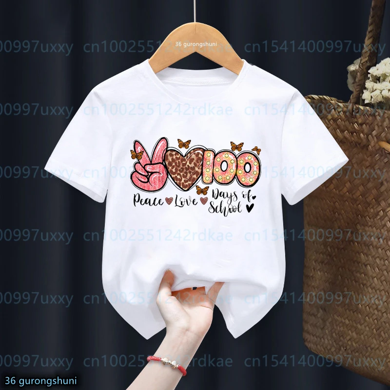 t-shirt for girls/boys Funny 100 Days Of School Graphic Print Boys T-Shirt Fashion Trend Boys Girls School Clothes Tshirt tops
