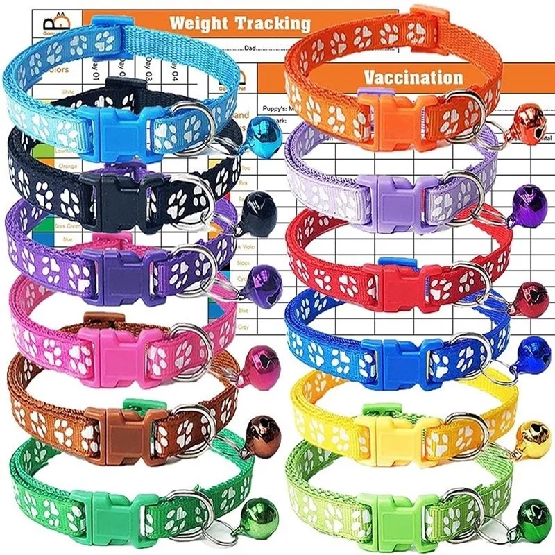 Snoep huisdierhalsband Cartoon print halsband voor kat en hond Verstelbare huisdierketting met bel DIY huisdierdecoratie