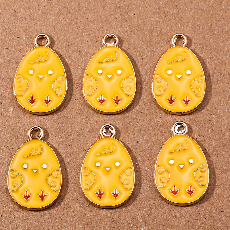 10 stücke Cartoon Emaille Tier Küken Ei Charme für Schmuck Machen Frauen Nette Tropfen Ohrringe Anhänger Halsketten DIY Handwerk Liefert – Detail 15