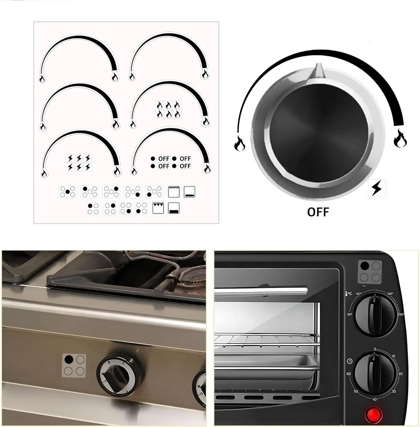 Flame Indicators Ring Stove Sticker Decal - Easy-to-Read Stove Labels for Safety And Efficiency