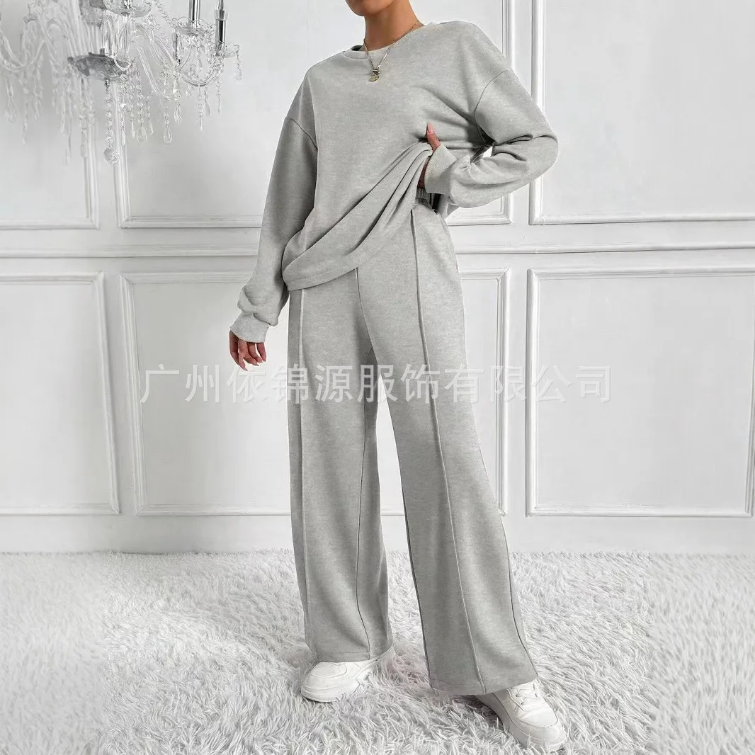 

2025 Fall New Solid Color Round Neck Sweatshirt For Women Casual Loose Extra Large Jumper Neutral Comfortable Casual Street Top