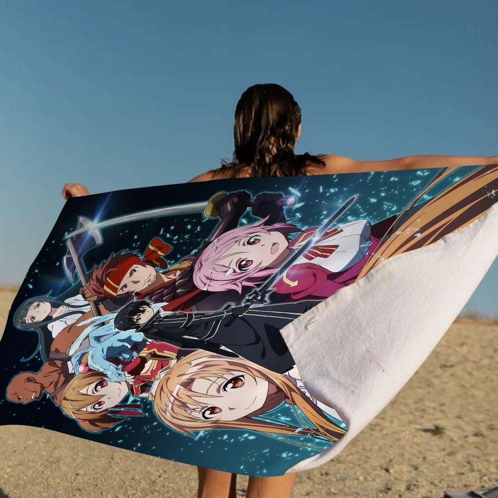 Sword Art Online Microfiber Printed Beach Towel Mountain Climbing Yoga Beach Swimming Running Absorbent Soft Towel