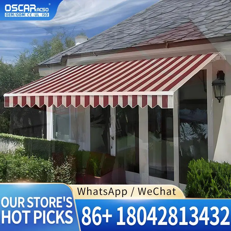 Retractable Manual Folding Outdoor Sunshade Full Cassette Awning for Patio Use in Garden and Balcony Retractable Awning