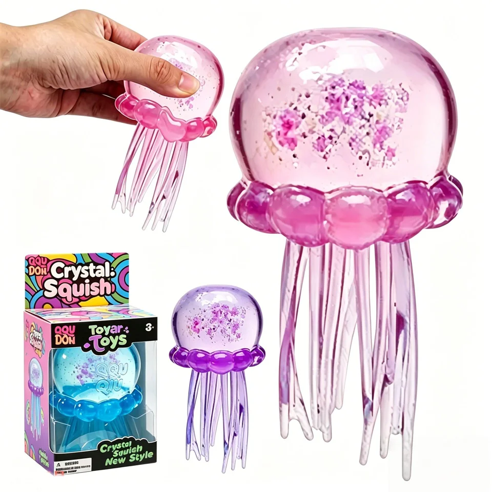 Juguete de descompresión de medusas de cristal explosivas, de goma suave TPR, de rebote lento, artefacto de descompresión para niños