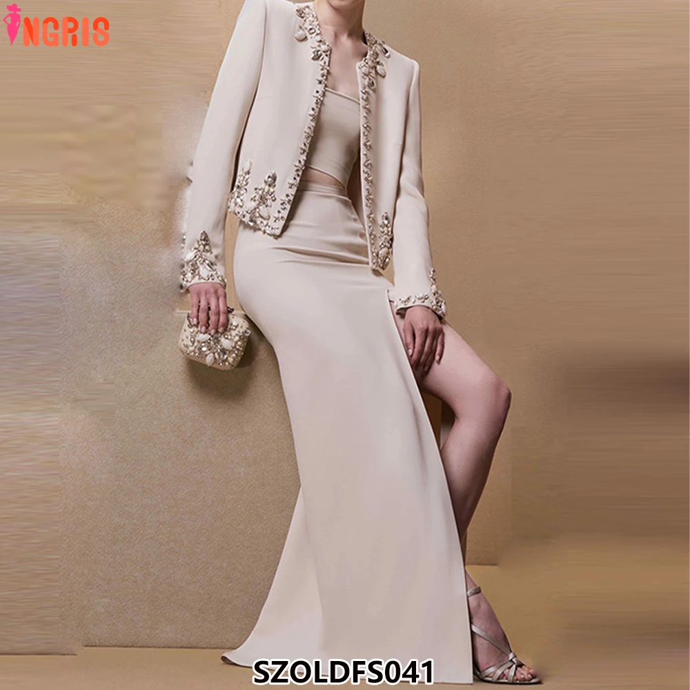 

High quality boutique wholesale fashion elegant women's clothing suit 2025 new star beaded cardigan dress-SZOLDFS041