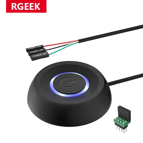 RGEEK PC Desktop External Power Switch Button ON Off LED PC Power Supply Button SW Extension for Computer Motherboard