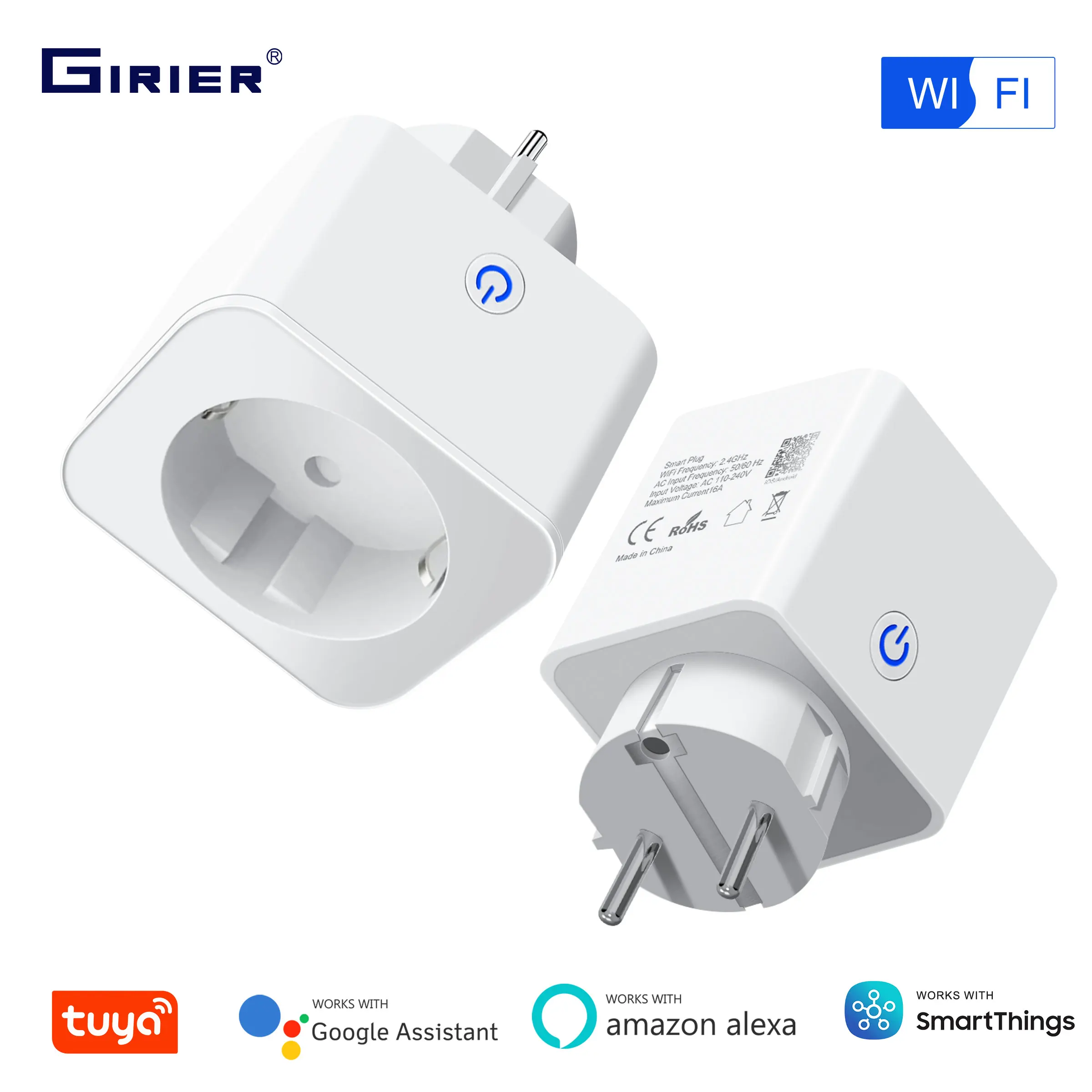 

GIRIER Tuya Smart Plug WiFi Socket Outlet Timer Energy Metering Function 16A Works with Alexa Google Home Assistant SmartThings