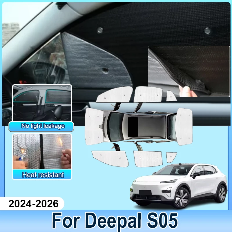 

Auto Accessories For Deepal S05 C857 2024 2025 2026 Black Slivr Sunscreen Car Window Shading Cover Anti-UV Sun Protect Sunshades