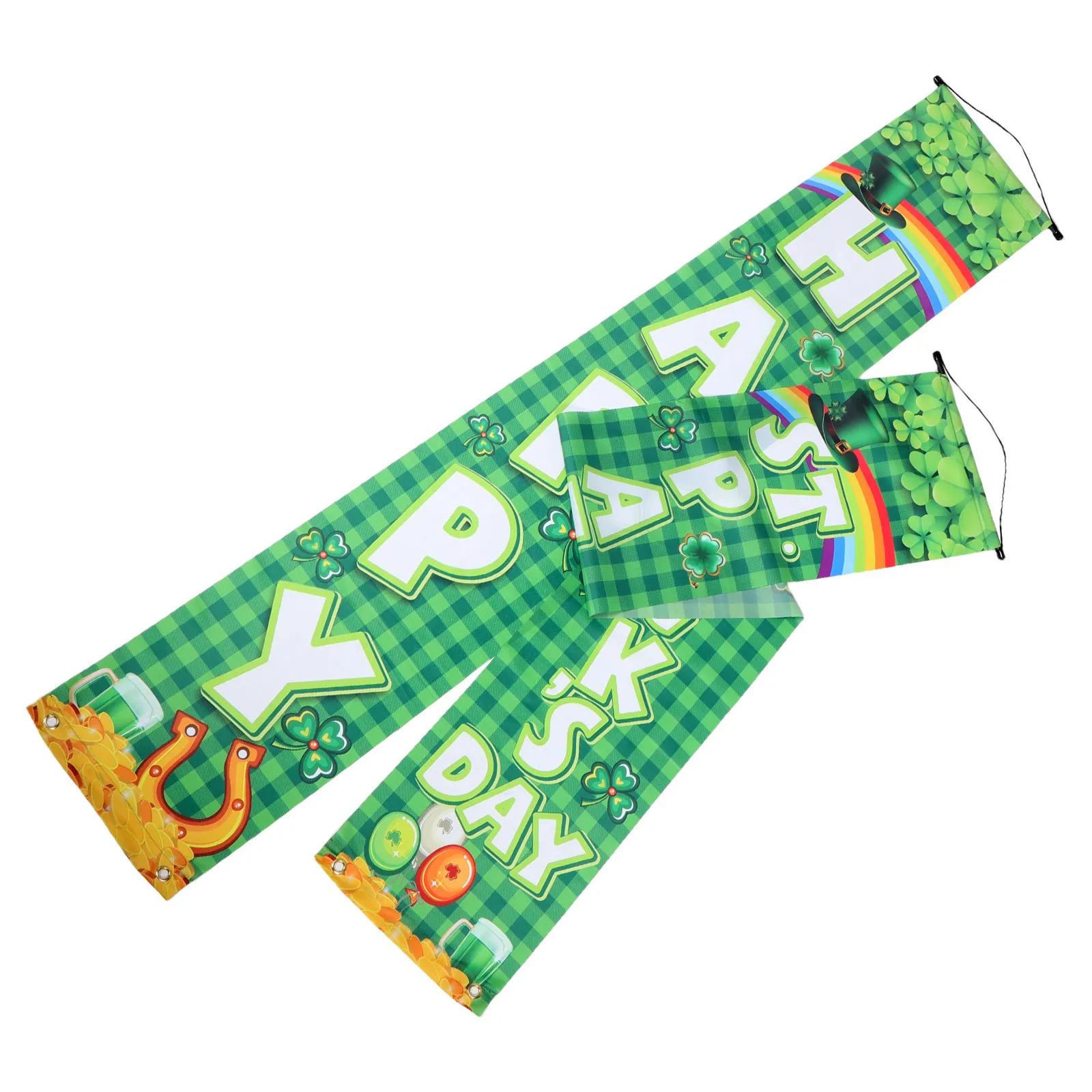 

1Set St Patricks Day Shamrock Banner Polyester Garden Flag Home Door Yard Decoration Outdoor Indoor St Patricks Banner