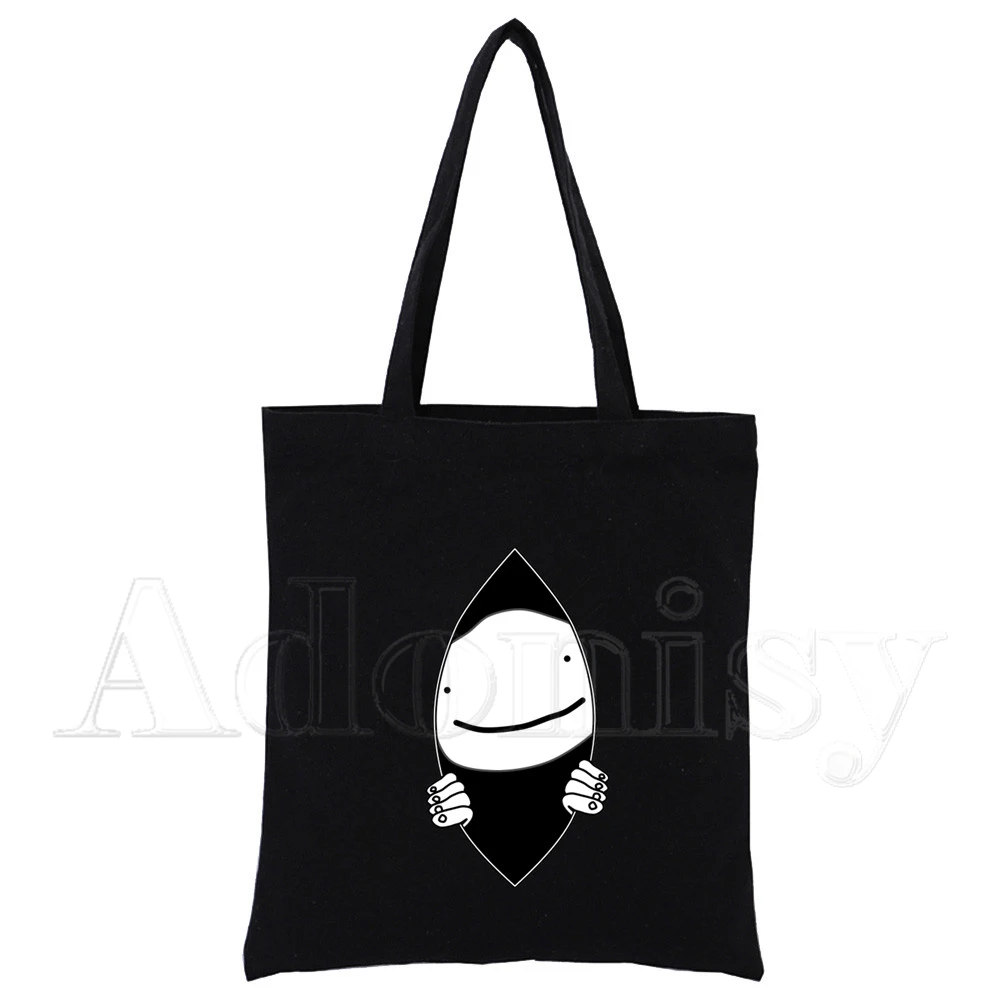 Dream Smp Canvas Black Shopping Tote Bag Reusable Shoulder Cloth Book Bag Gift Handbag