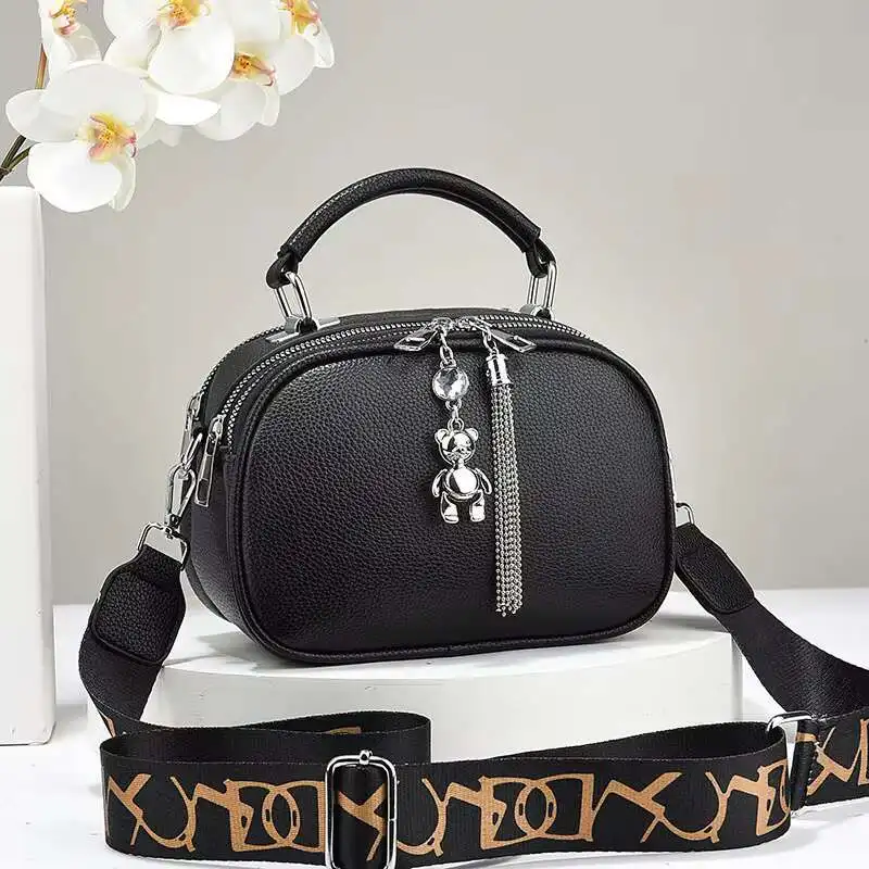 2024 ใหม่ผู้หญิงขนาดใหญ่ความจุ COMMUTER กระเป๋าสแควร์ขนาดเล็กรูปแบบลิ้นจี่หนังนุ่มปฏิบัติไหล่เดี่ยวเส้นทแยงมุม