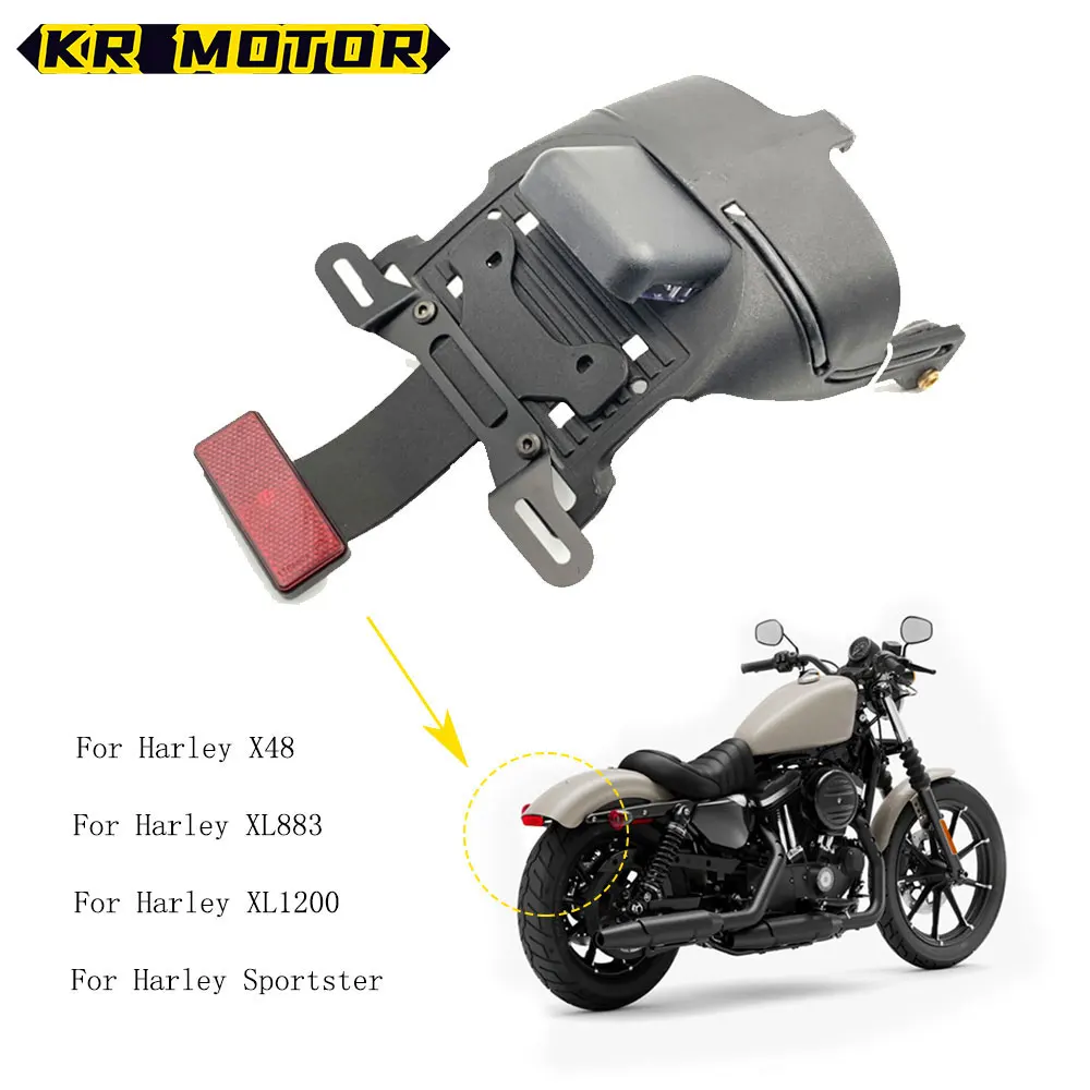 Motorcycle Accessories Rear Fender Mount License Plate LED Light Red Lens For Harley Sportster XL 1200 883 Forty Eight 48 72