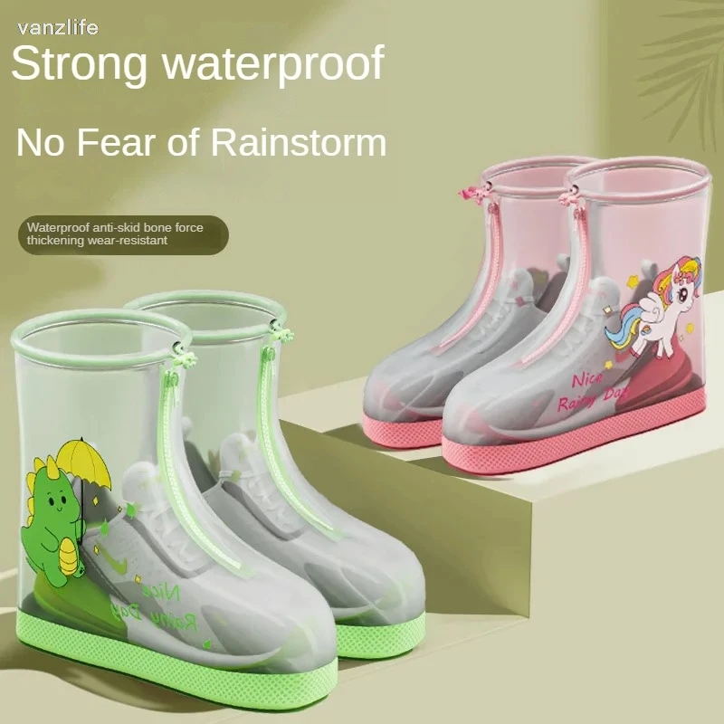 Children Rain Boots Cover Non-Slip Waterproof Shoe Cover Women's Baby Student Overshoe Boys and Girls Outer Wear Rain Shoes