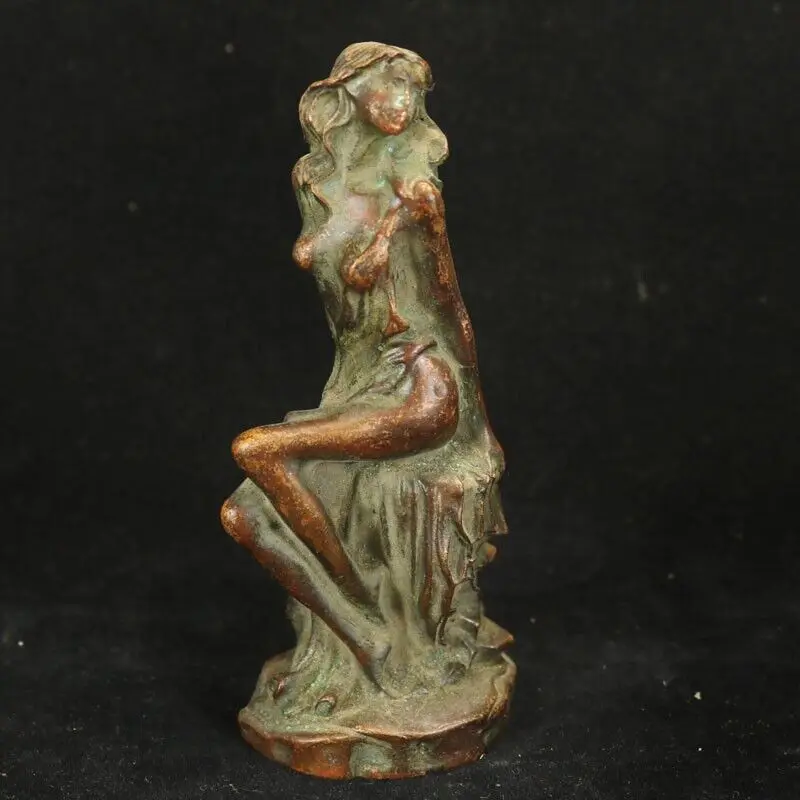 Chinese Copper Bronze Hand Made beautiful Woman Naked Art Beauty Girl Statues