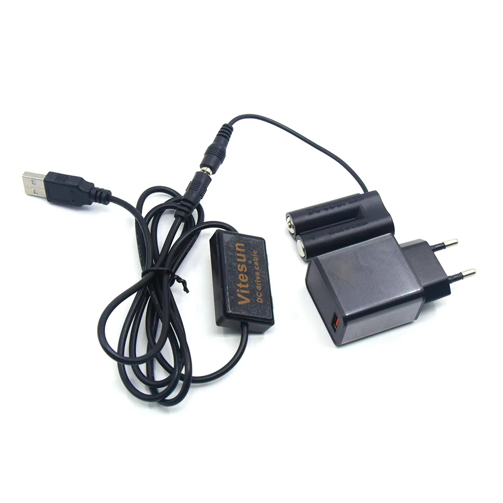 5V USB Power Cable AA Dummy Battery DR-DC10 DC Coupler+Quick Charger for Canon A1300 A1400 A800 A810 SX150IS SX160IS Camera
