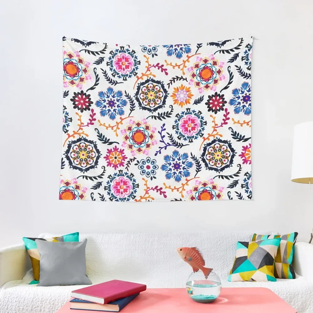 Happy Color Suzani Inspired Pattern Tapestry Room Decor Korean Style Aesthetic Room Decor Tapestry