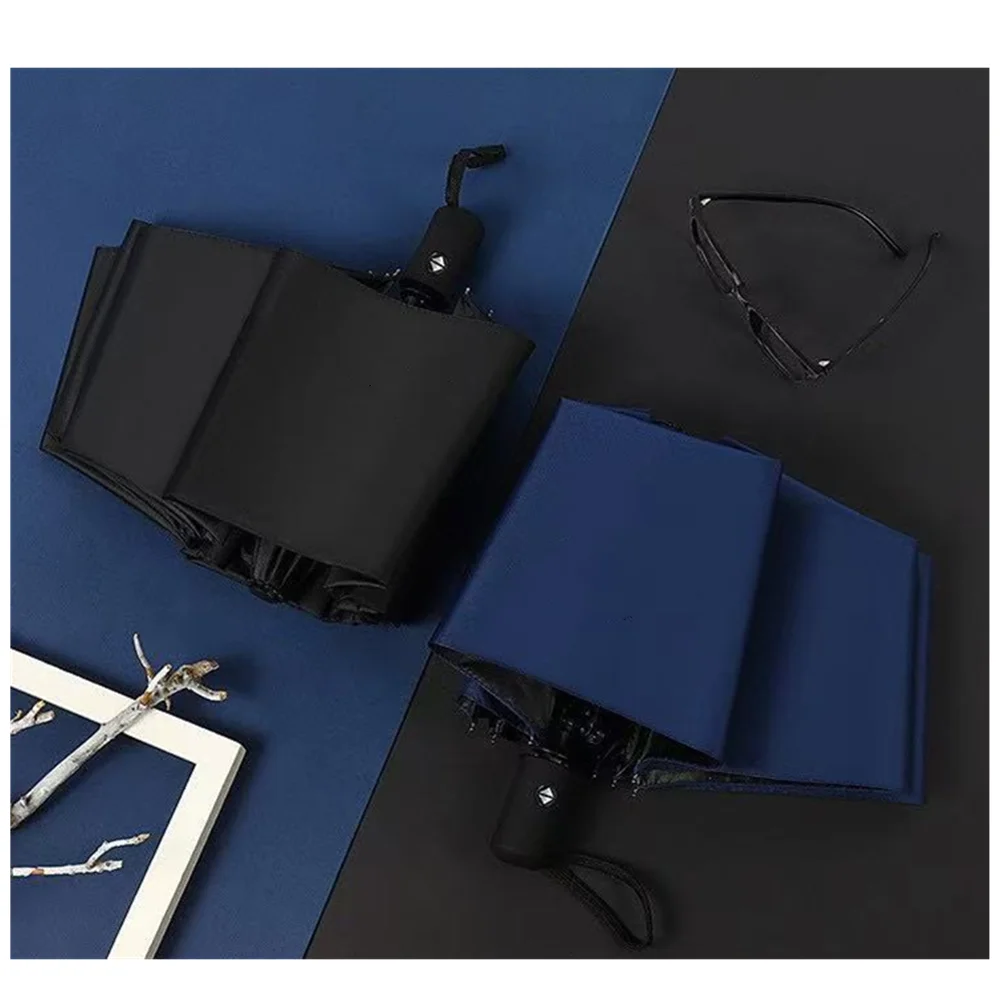 Black Glue Fully Automatic Umbrella With Thick And Durable Keel Three Fold Umbrella UV Resistant Folding Umbrella