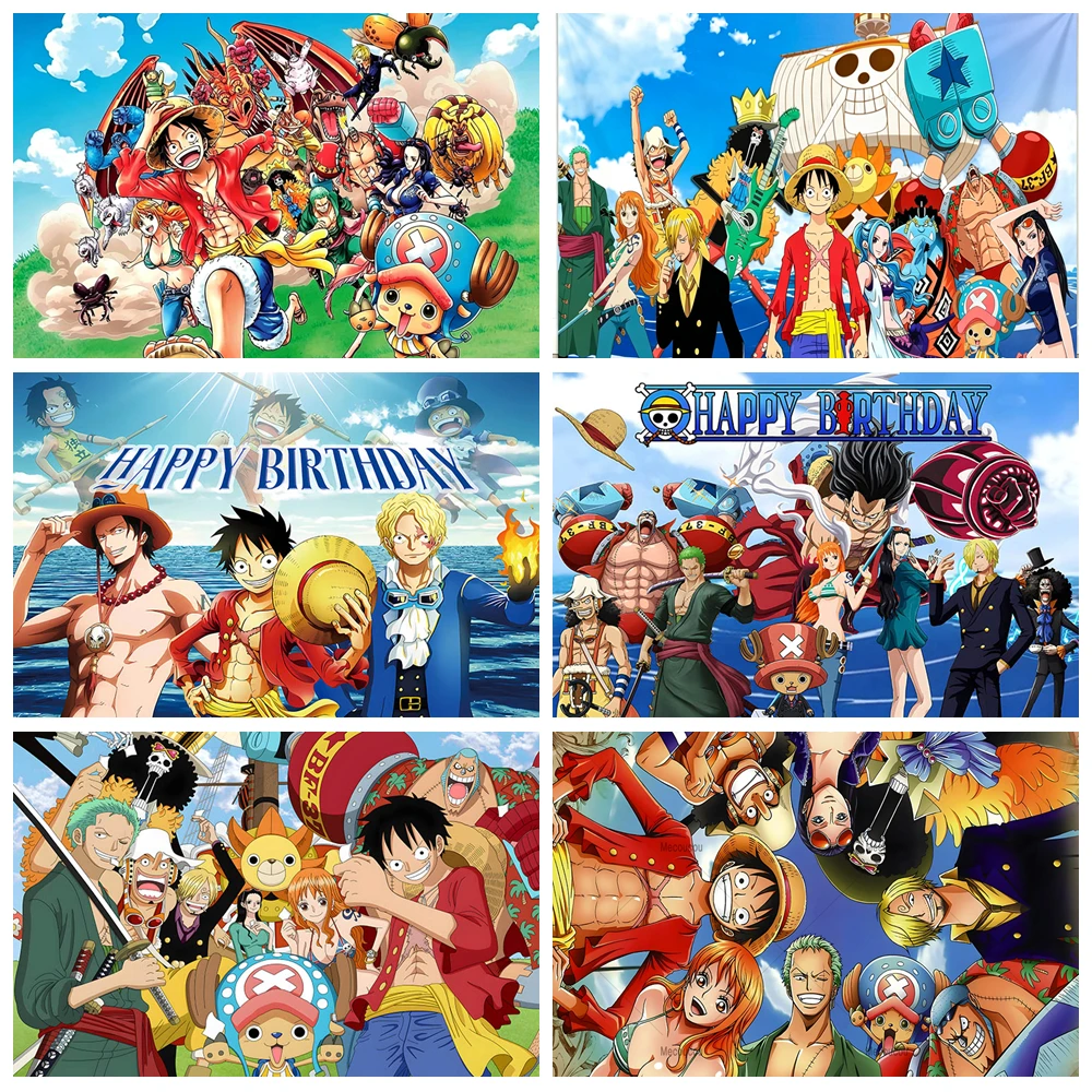 Toile de fond One Piece Luffy personnalisée, thème anime, bannière de décoration pour fête d'anniversaire d'enfants garçons, bannière de décoration pour fête d'anniversaire sur le thème de l'Anime,
