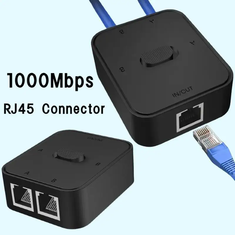 1000Mbps RJ45 Splitter 1 to 2 Ethernet Adapter Internet Network Cable Extender RJ45 Connector Coupler for Laptop TV Box Router