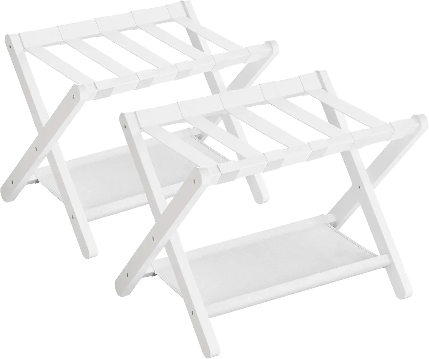 

Luggage Rack, Set of 2, Folding Suitcase Stand with Storage Shelf, for Guest Room, Hotel, Bedroom, Heavy-Duty, Holds up to 131 l