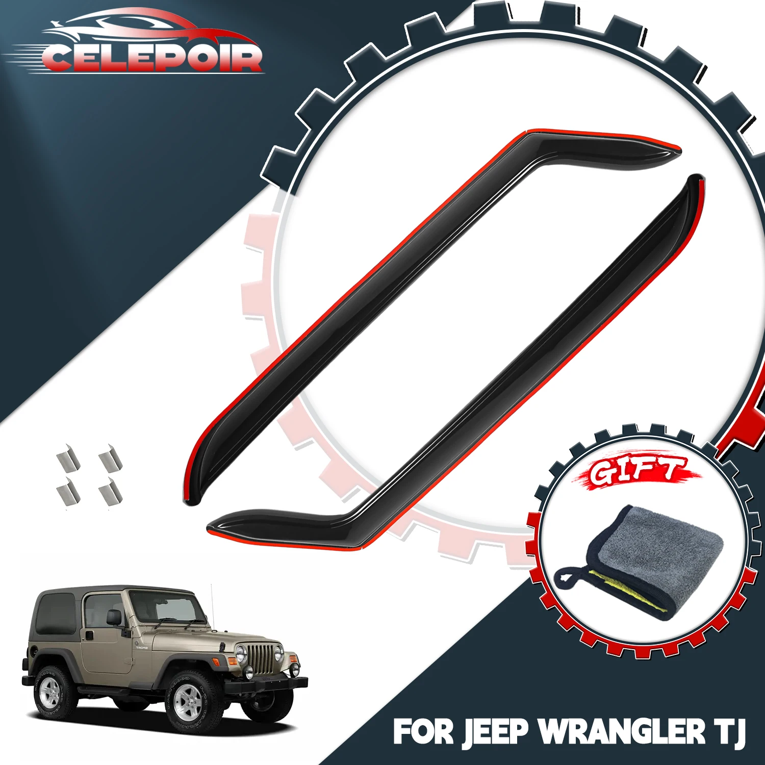 

Внутренние дефлекторы окон (ветровики) для Jeep Wrangler TJ 2-дверный 1997-2006 годов