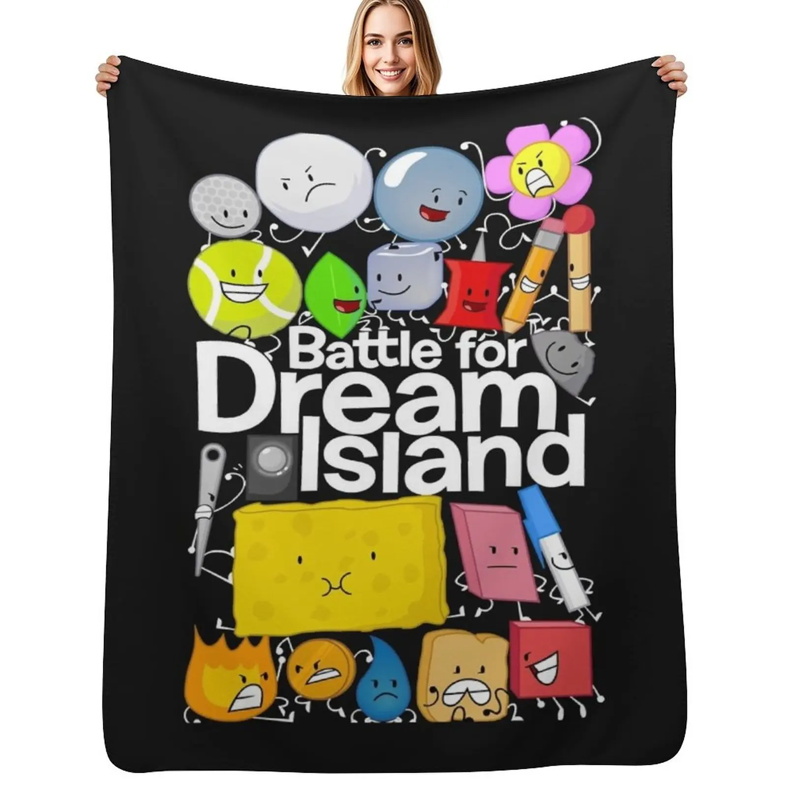 

BFDI Poster Black Relaxed Fit Throw Blanket Machine Washable Soft Warm Blanket