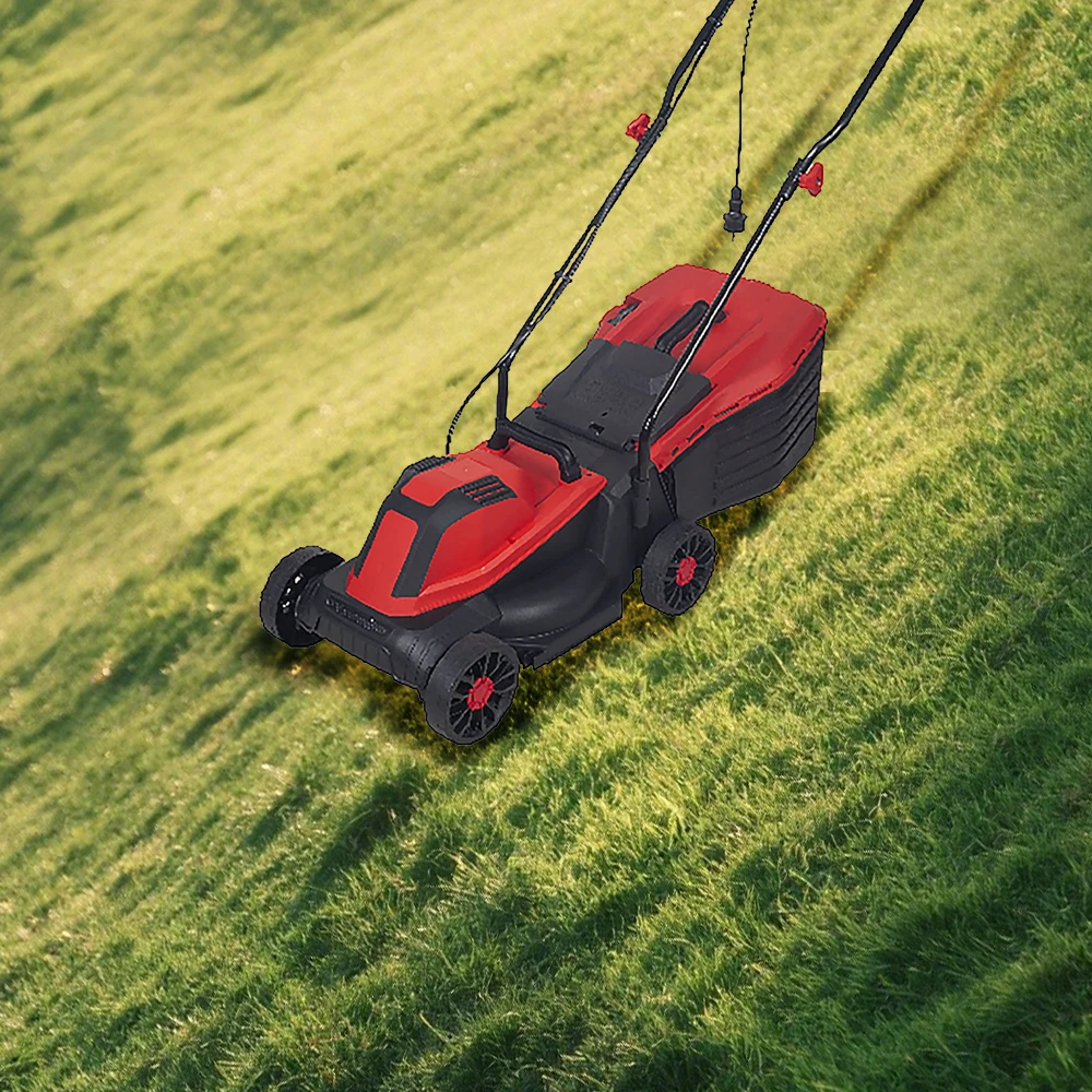 Household 1300W Lawnmower Walk Behind Corded Lawn Dethatcher Grass Cutting Electric Lawn Mower with 25L Collection Bag