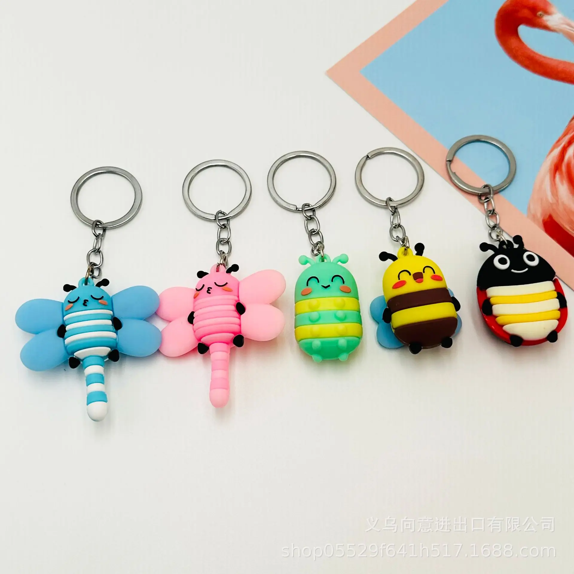 New Insect Keychain Pendant Cartoon Dragonfly Small Bee Soft Plastic Doll Creative Hanging Bag Pendant Gift
