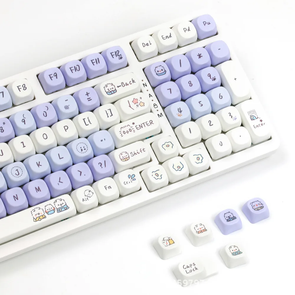 

Cloud Meow Meow Kitten PBT Thermal Sublimation Keycap MOA Highly frosted opaque cross Mechanical shaft Universal