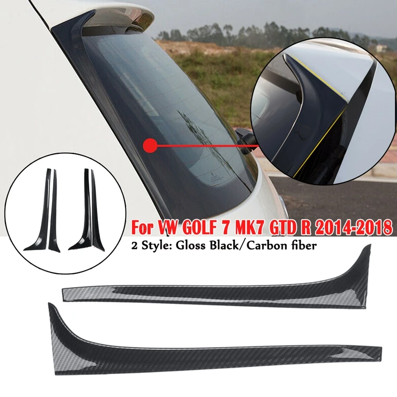 2x Gloss Black Carbon Fibe Rear Window Side Spoiler Wing For GOLF 7 MK7 GTD R 2014-2018 Car-styling Auto Rear Window Mirror Tail