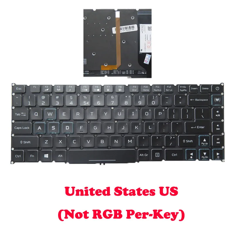 

Laptop Backlit Keyboard For ACER Predator Triton 500 PT515-51 PT515-51-74D3 7565 73EG 71LB 76PW PT515-51-73Y9 71VV N18W3 New