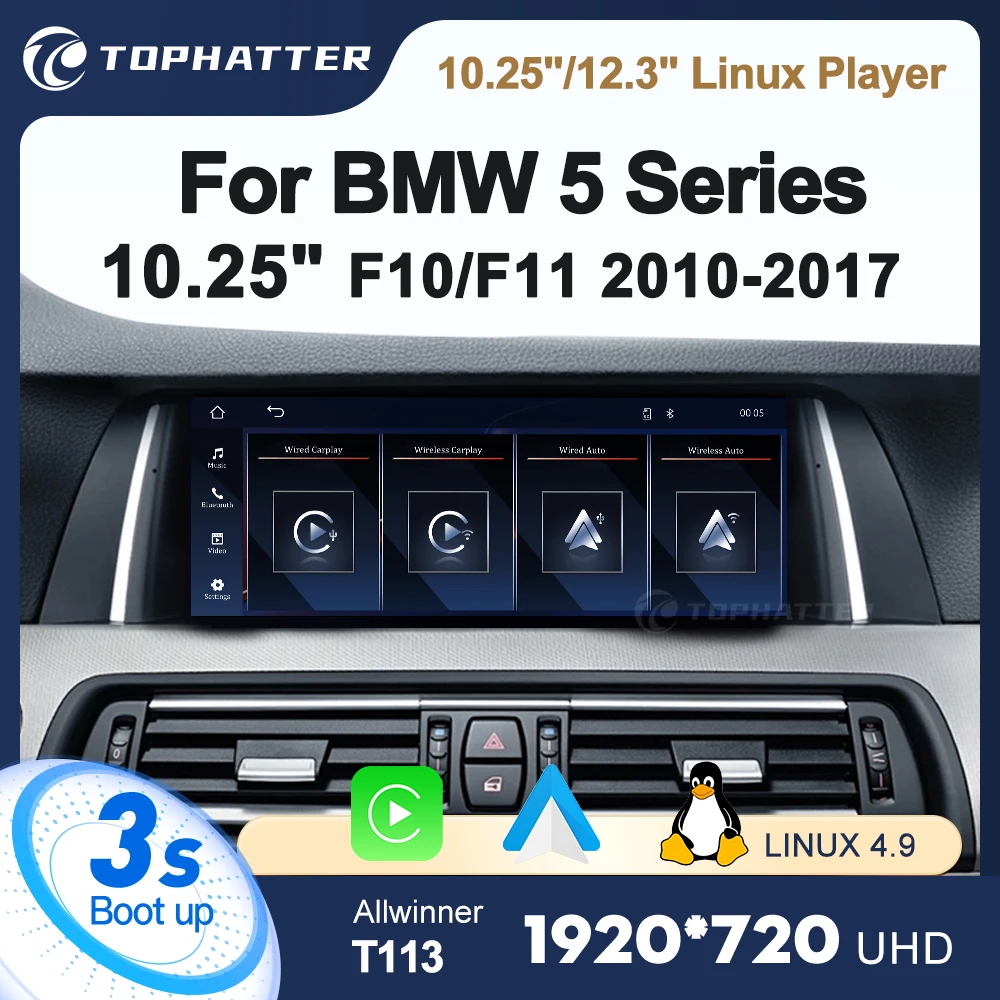 

10.25" 12.3" Car Radio For BMW F10 F11 520 525 530 535 Linux Wireless CarPlay Android Auto Multimedia Player Head Unit Screen