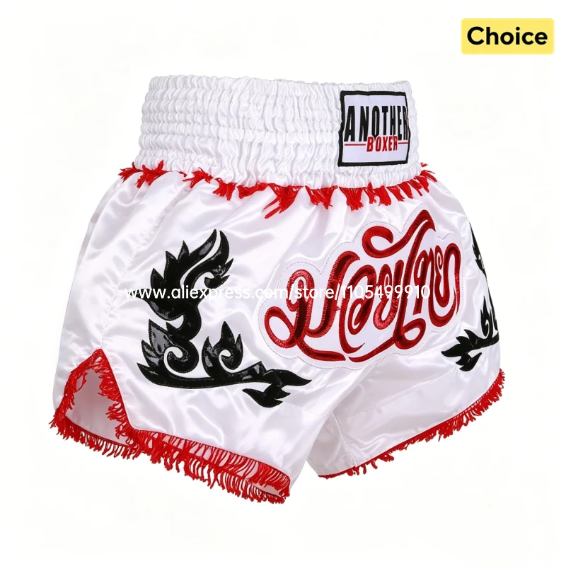 Kickbox-Shorts für Herren und Damen, Muay Thai Kampfhose, Schnelltrocknend, Atmungsaktiv, Kinder-MMA-Box-Wettkampf-Trainingsuniform mit Quasten
