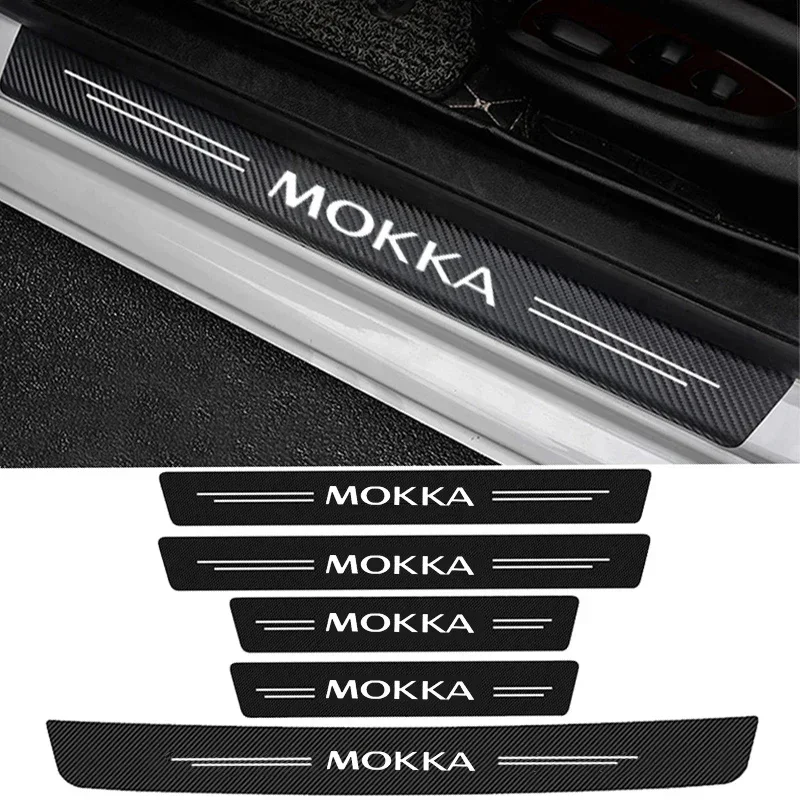 Car Door Threshold Stickers Sill Protector Tape Anti Scratch Cover Decals for Opel MOKKA Logo Rear Trunk Bumper Guard Strips