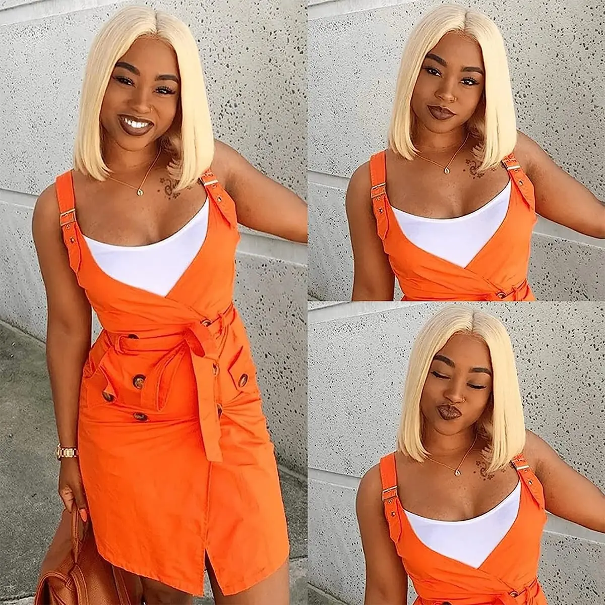 

613 Blonde Bob Wig Human Hair 13x4 HD Lace Front Wig Human Hair 16 Inch 613 lace front Wig Human Hair Pre Plucked With Baby Hair