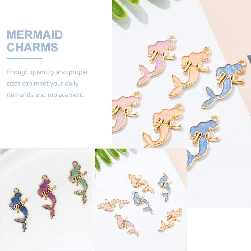 

50Pcs Ear Earring Findings Bright Color Mermaid Charms Fine Workmanship Pendant for DIY Jewelry Making Accessories Craft