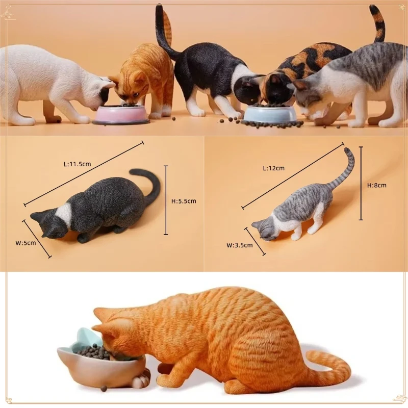 

JXK 1/6 Scale Simulated Animals Lovely Pet Resin Cat Eating Model Doll for 12inch Action Figures Collections Toys