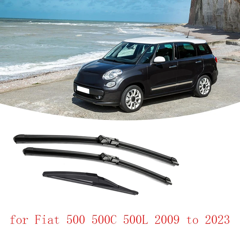 Neues 3-teiliges Wischerblatt-Set vorne und hinten für Fiat 500 500C 500L 2009 bis 2023 Windschutzscheibe, Windschutzscheibe, Heckklappe, Fensterbürsten, Autoteile