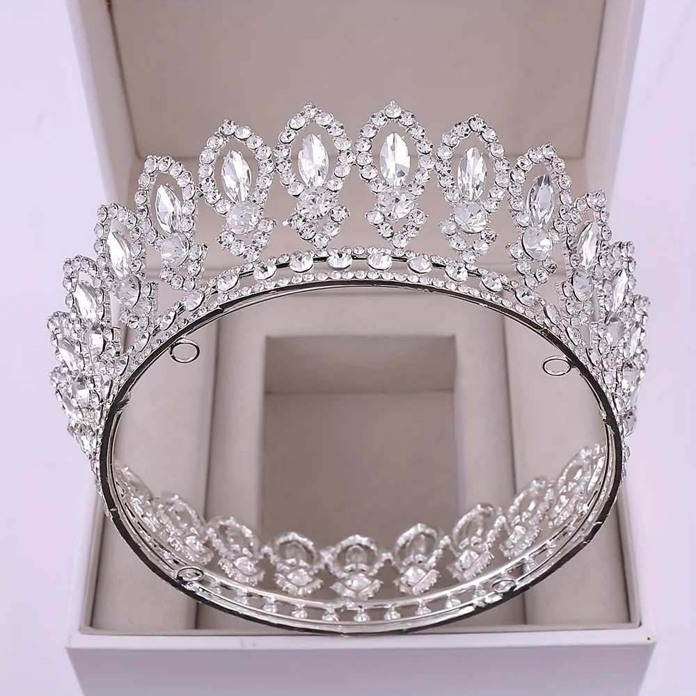 Luxury Crystal Round Crown Tiara Rhinestone Prom Diadem Tiaras And Crowns For Women Bridal Wedding Hair Accessories Jewelry Gift