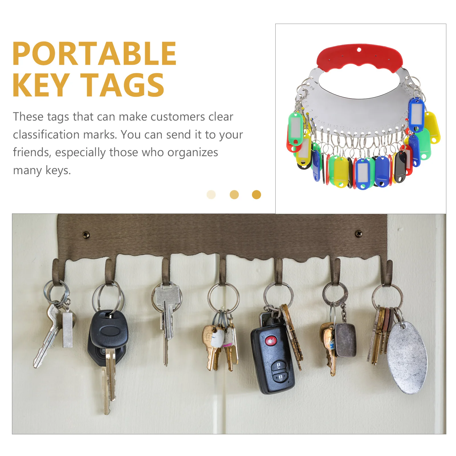 1Set Key Tag Plate Elegant Craftsmanship Key Organizer for Home Office Hotel Convenient Keyring Holding Design